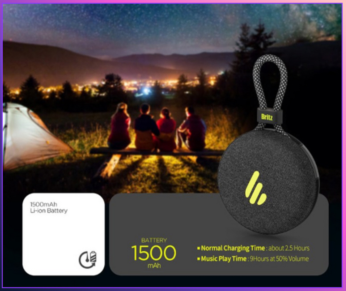 브리츠 BR-M500 블루투스 스피커 1500mAh 배터리와 캠핑용 사용