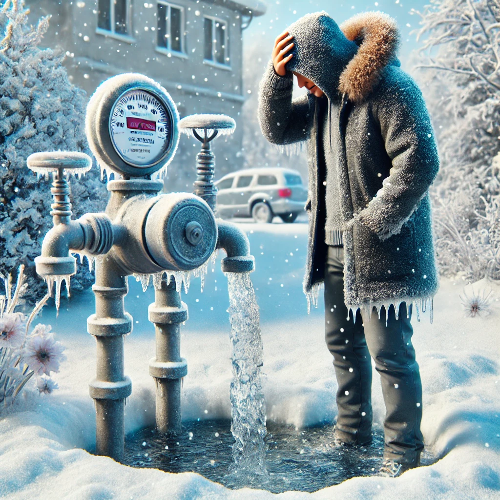 동파로 고민하고 있는 사람의 모습