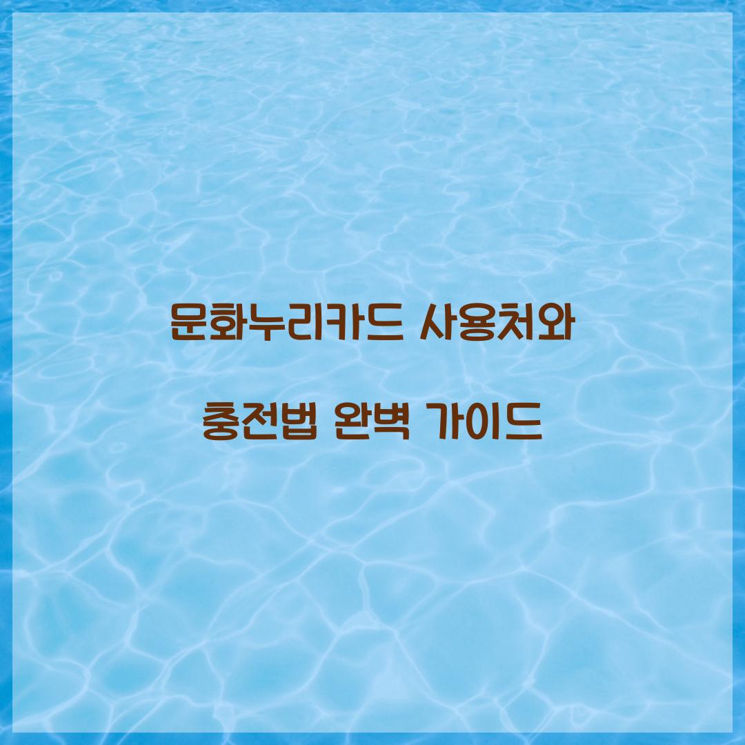 문화누리카드 사용