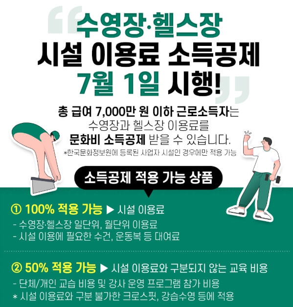 문화비 소득공제 수영장 헬스장 300만원 공제 신청