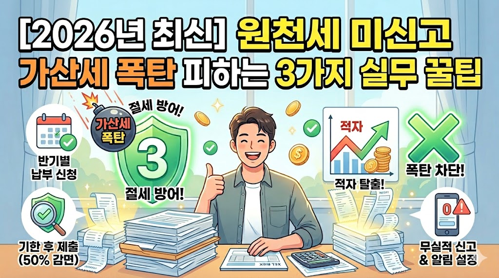 2026년 기준 원천세 미신고 가산세 계산 방법 및 간이지급명세서 정기지급명세서 미제출 지연제출 가산세 폭탄 피하는 사업자 실무 세무 팁 가이드