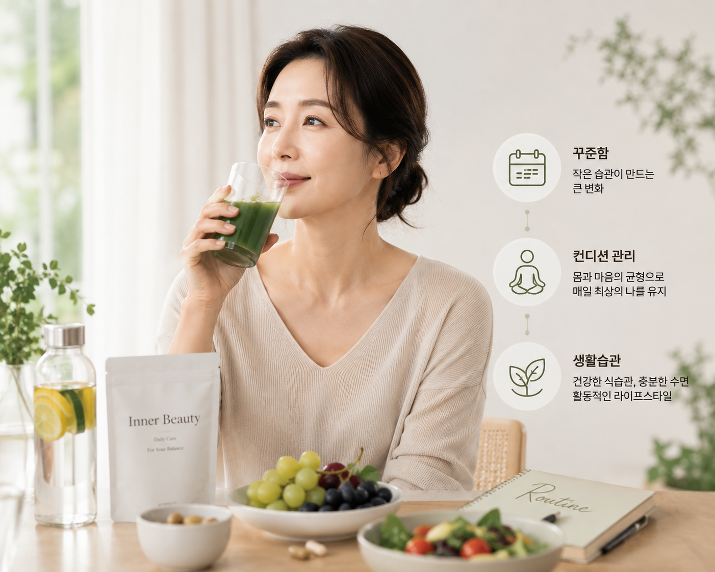 웰빙 라이프스타일과 건강의 순간