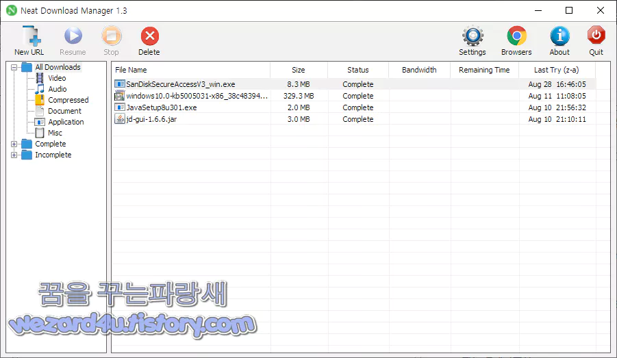 Neat Download Manager 메인화면