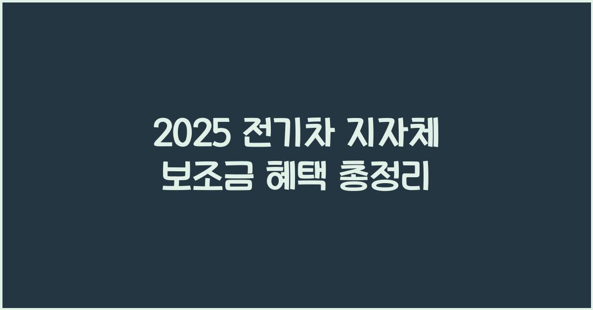 2025 전기차 지자체 보조금