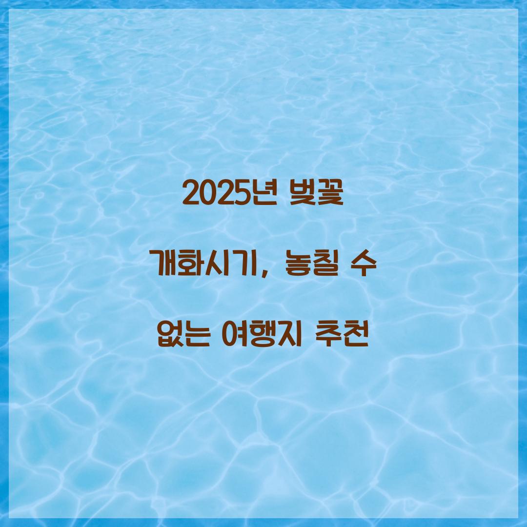 2025년 벚꽃 개화시기