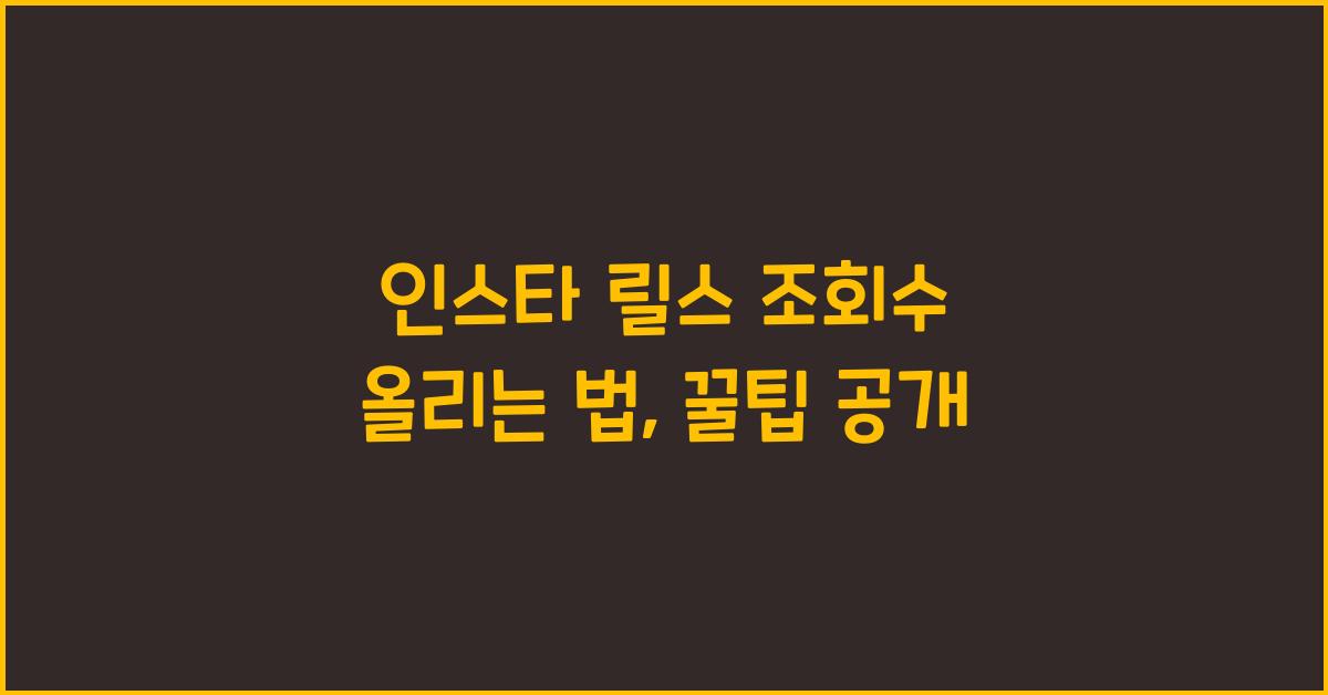 인스타 릴스 조회수 올리는 법