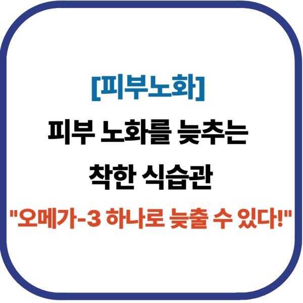 "피부 노화, 오메가-3 하나로 늦출 수 있다!"