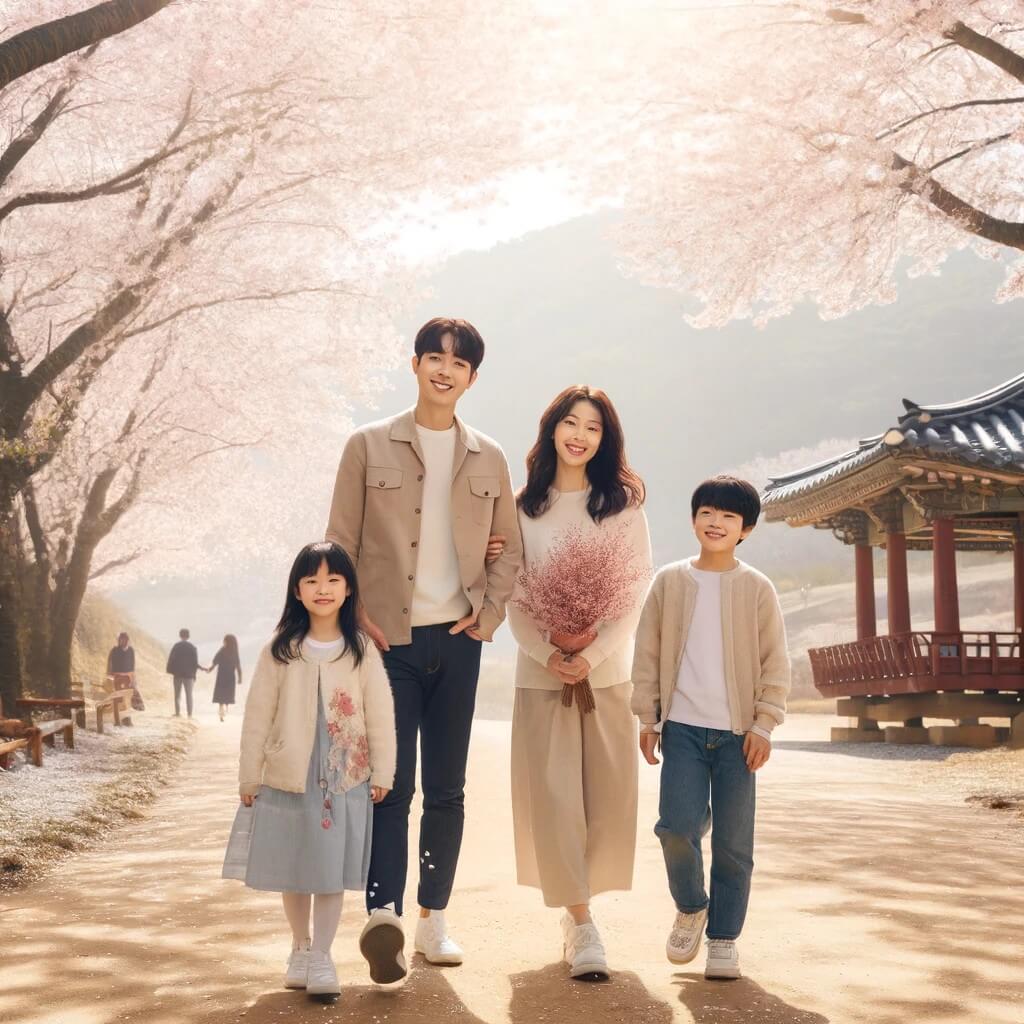 경주 벚꽂구경하는 사진