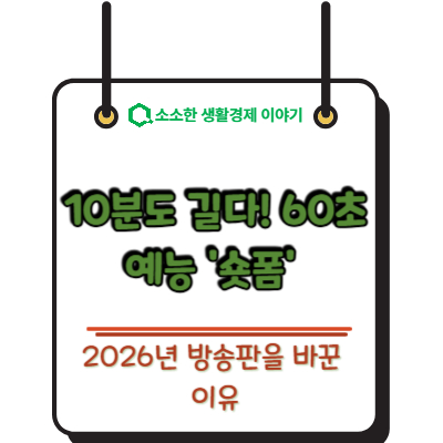10분도 길다! 60초 예능 '숏폼'이 2026년 방송판을 바꾼 이유