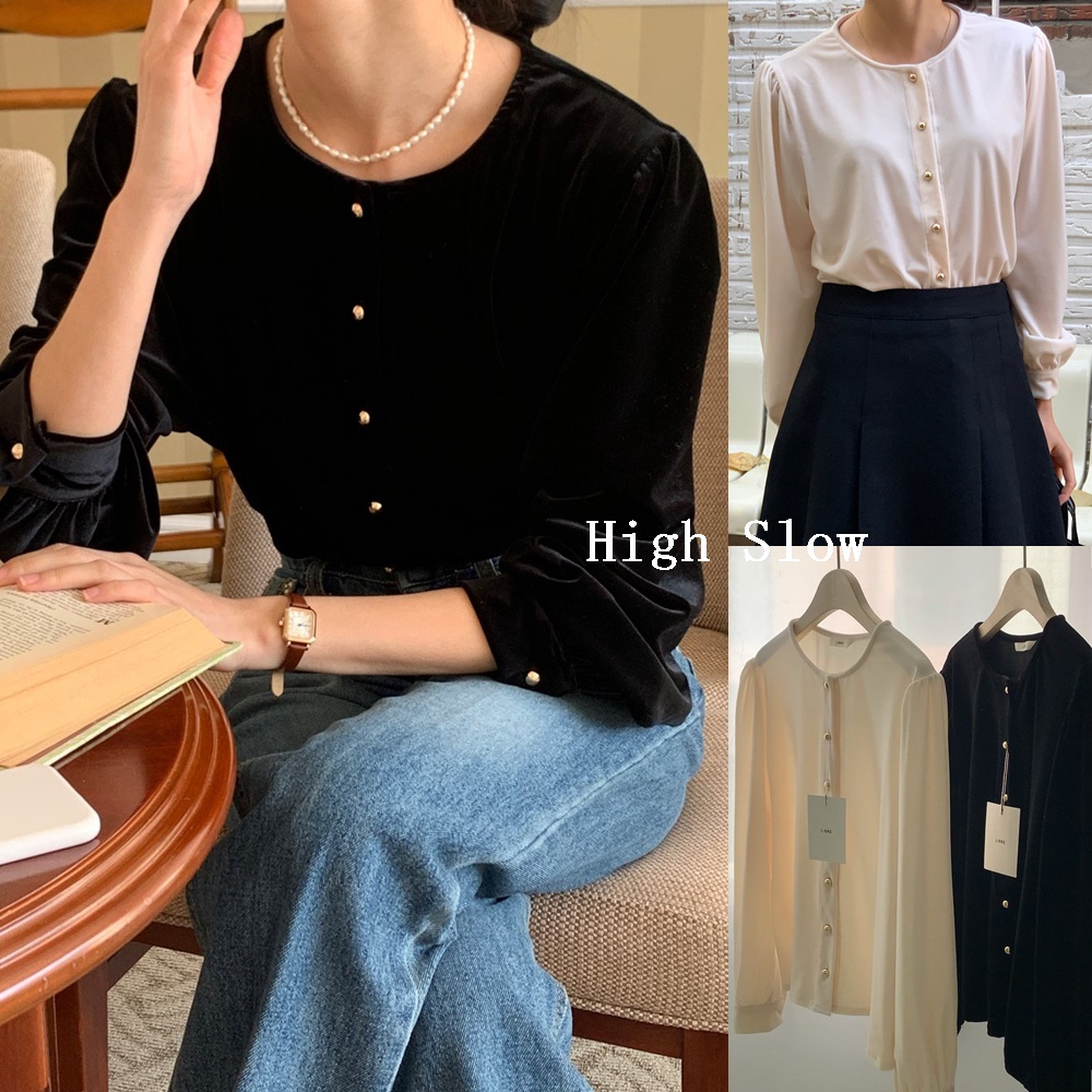 (전컬러당일/쿠폰) 리브레 벨벳 블라우스