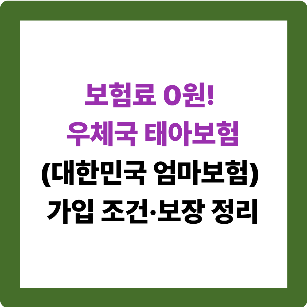 우체국 무료 태아 보험? 대한민국 엄마보험으로 0원 가입 방법 공개