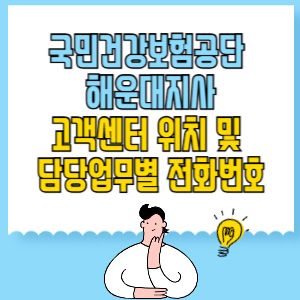 국민건강보험공단 해운대지사 고객센터 위치 및 담당업무별 전화번호
