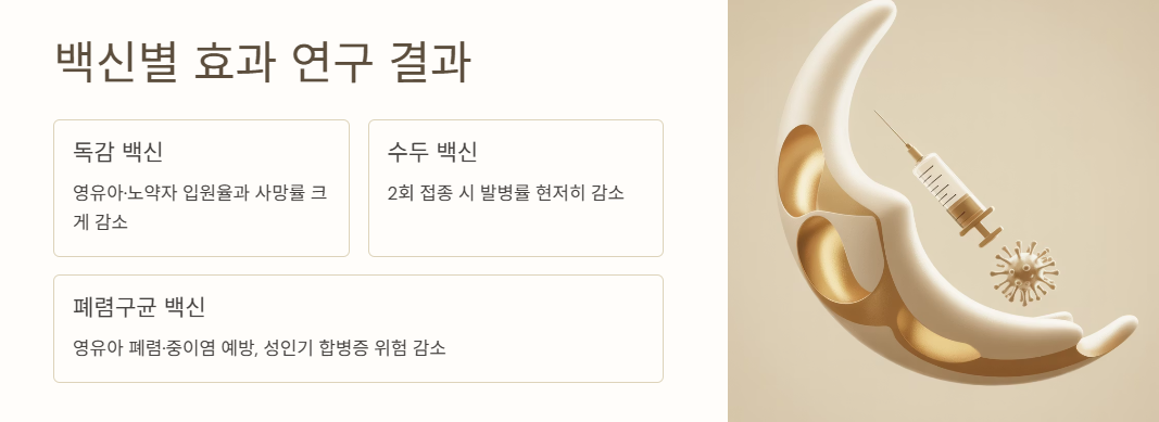 백신별 효과 연구 결과