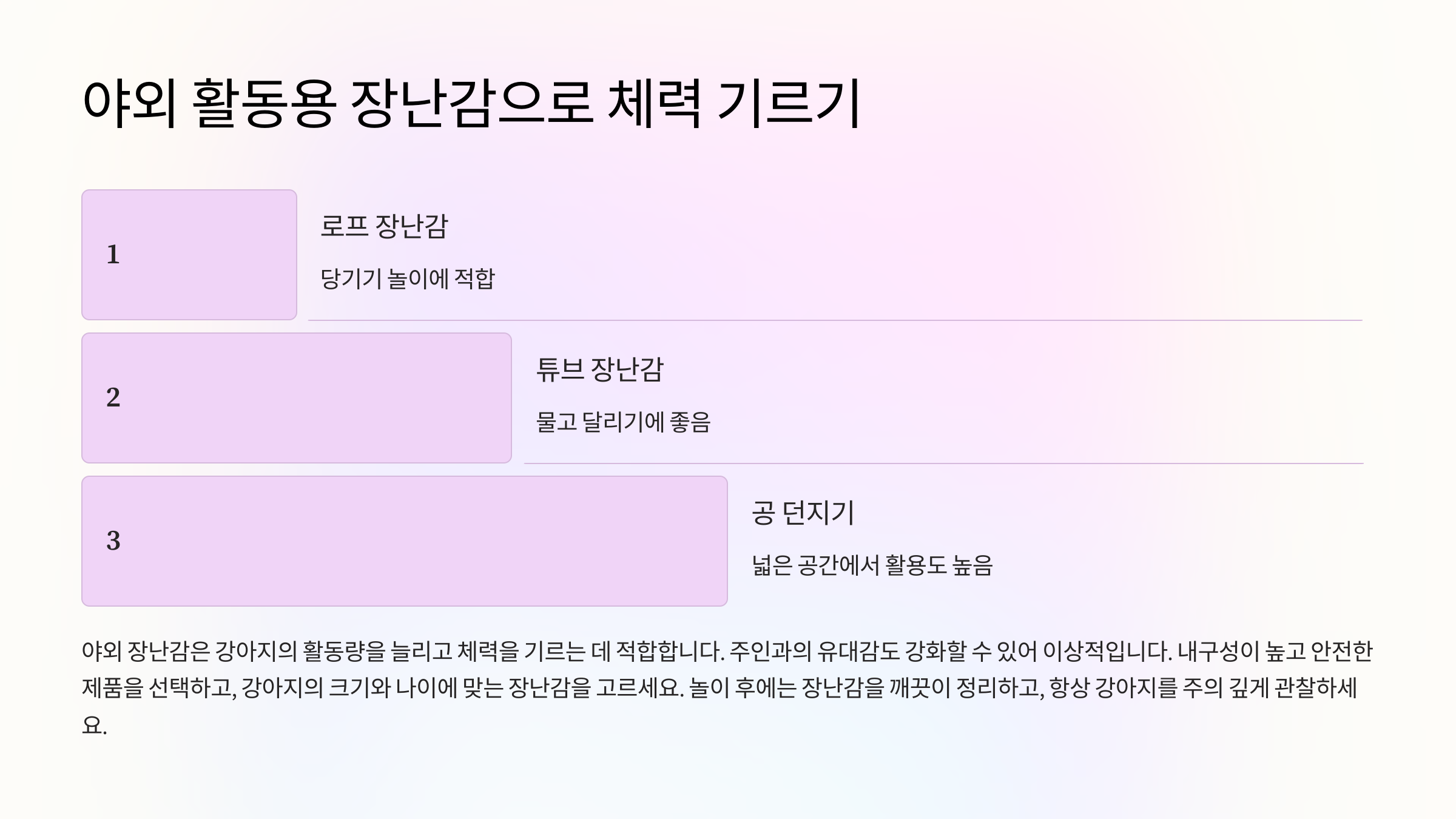 야외 활동용 장난감