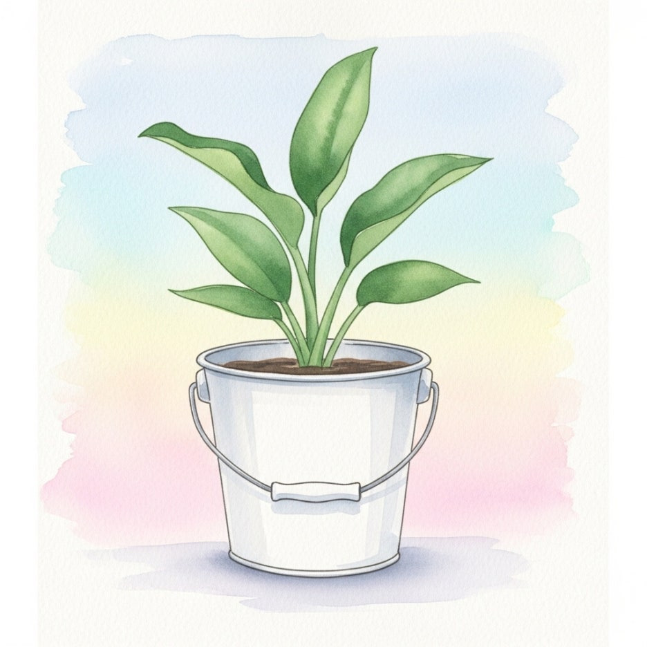 커피 용기를 화분으로 재활용하는 친환경적인 장면