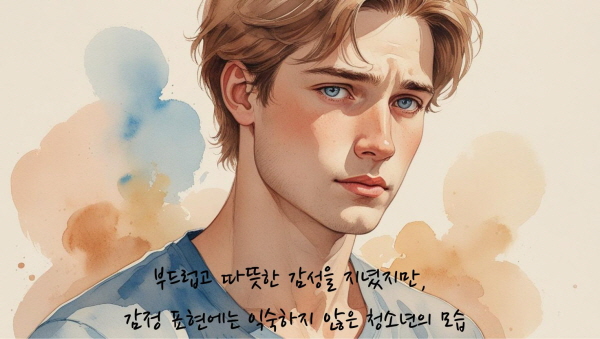 부드럽고 따뜻한 감성을 지녔지만, 감정 표현에는 익숙하지 않습니다에 관한 그림