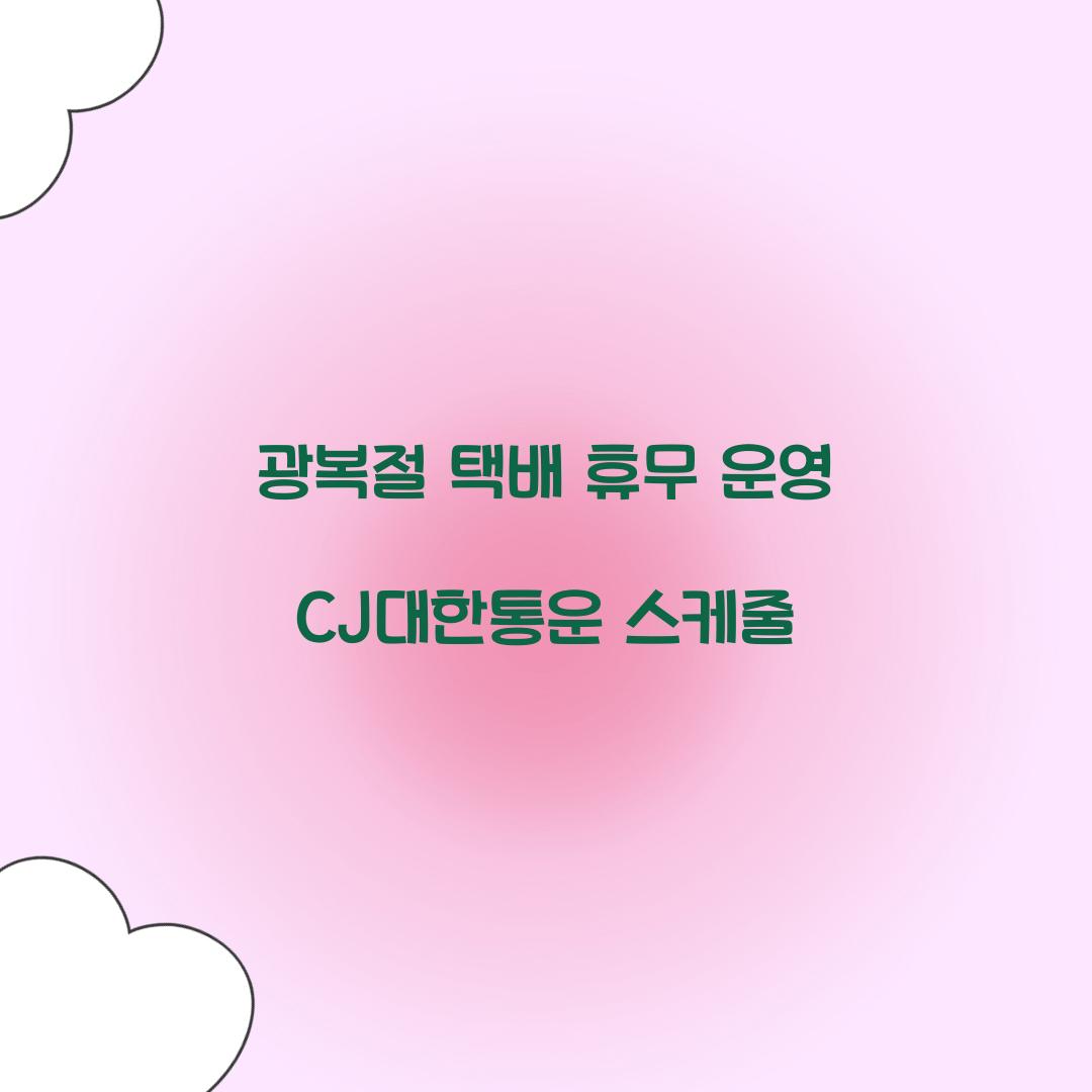 광복절 택배 휴무 운영 CJ대한통운 스케줄