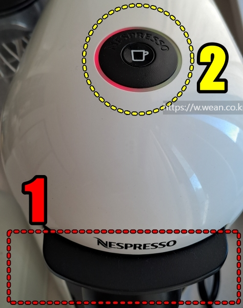 네스프레소 버츄오 버튼 사진이에요.