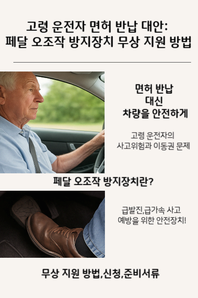 고령 운전자 면허 반납 대안: 페달 오조작 방지장치 무상 지원 방법