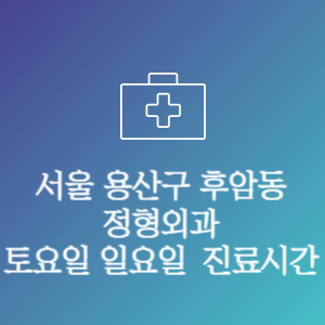 서울 용산구 후암동 정형외과 주말 토요일 일요일 문여는 병원 진료시간