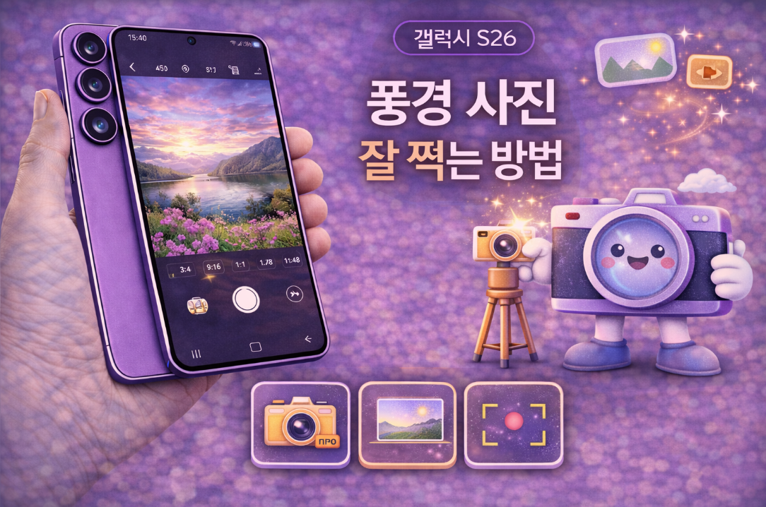 갤럭시 S26 풍경 사진 잘 찍는 촬영 방법 설명 이미지