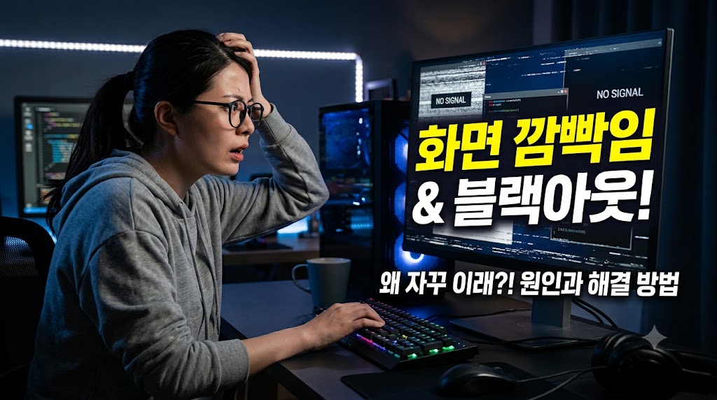 컴퓨터 듀얼 모니터 사용 중 한쪽 화면이 간헐적으로 검게 깜빡이는 블랙아웃 증상