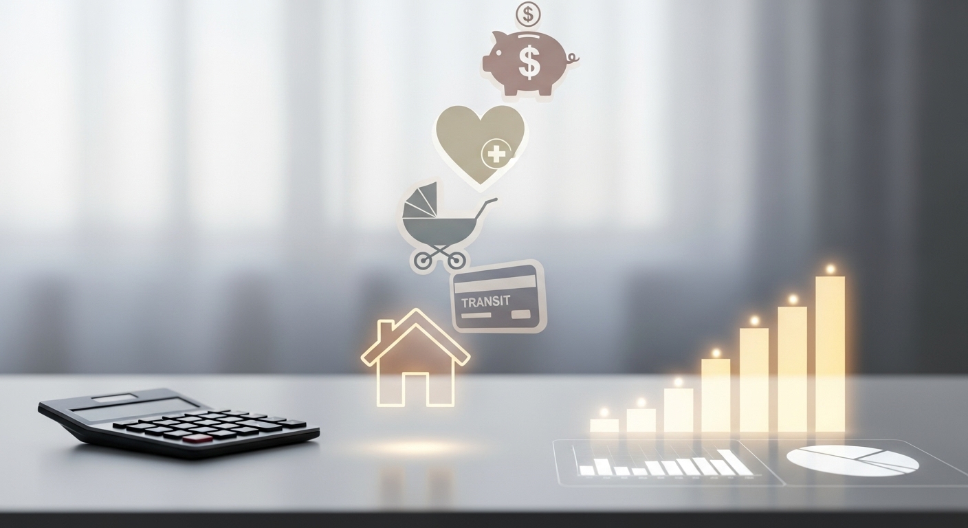 주택, 교통, 자녀, 기부, 연금 등 다양한 세액공제 항목을 상징하는 그래픽 일러스트