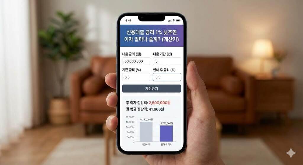 신용대출 금리 1% 낮추면 이자 얼마나 줄까? (계산기)