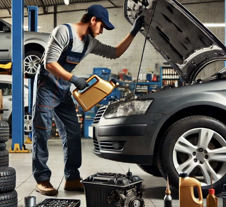 엔진오일 관리해주는 정비사 사진