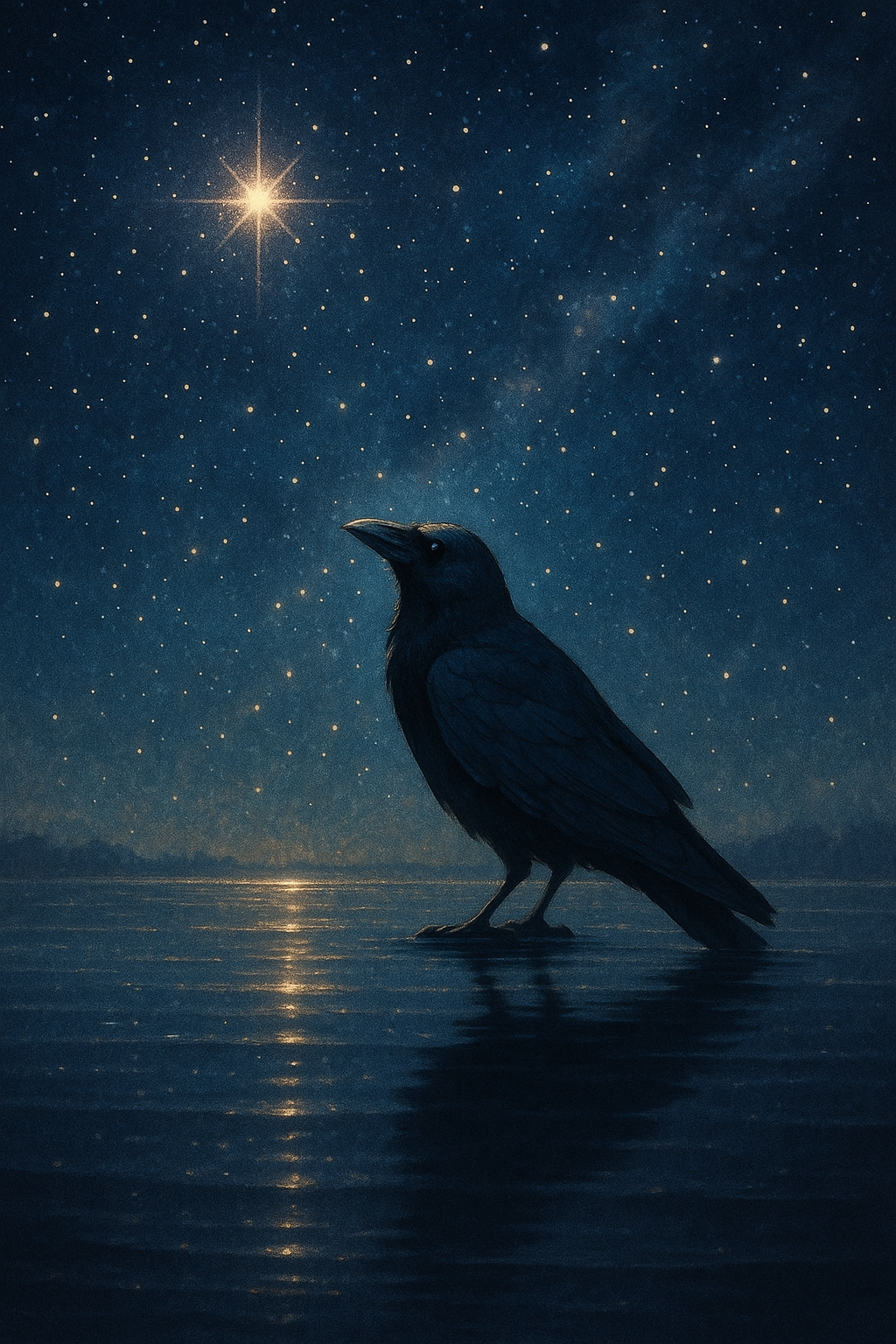 호수 위에 유유히 떠 있는 블랙조가 별빛을 바라보며 귀환을 꿈꾸는 듯한 모습.