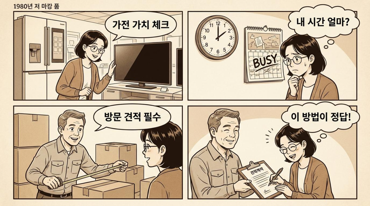 합리적인 이사 방식을 결정하는 3단계 과정 4컷 만화