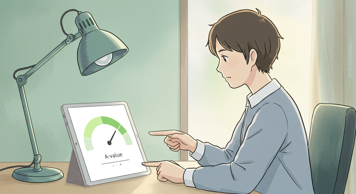 A값 기준을 태블릿으로 확인하는 직장인