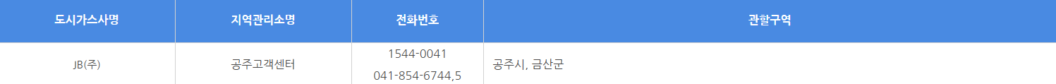 공주 도시가스 요금조회
