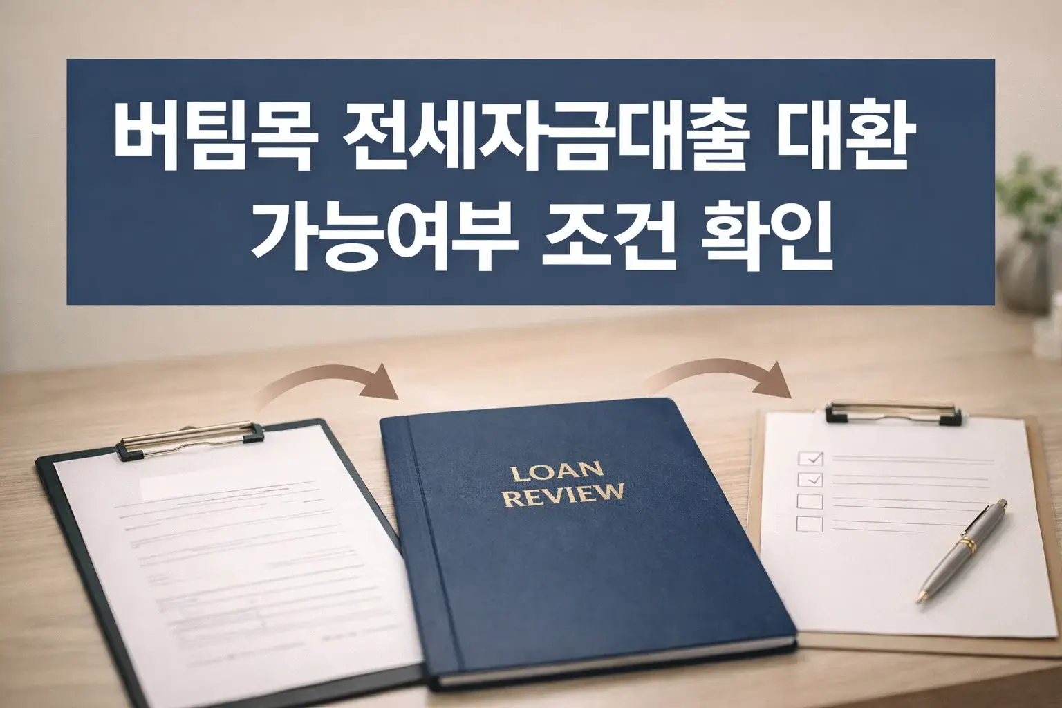 버팀목 전세자금대출 대환이 가능한지 먼저 판단할 때 조건 확인과 기본 검토 흐름을 빠르게 이해하도록 정리한 이미지