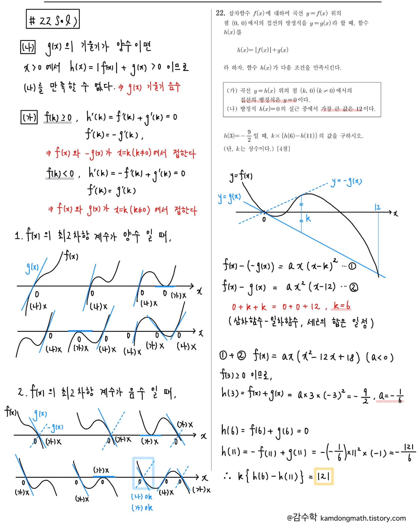 2022-7월-고3-수학-22번-손글씨풀이
