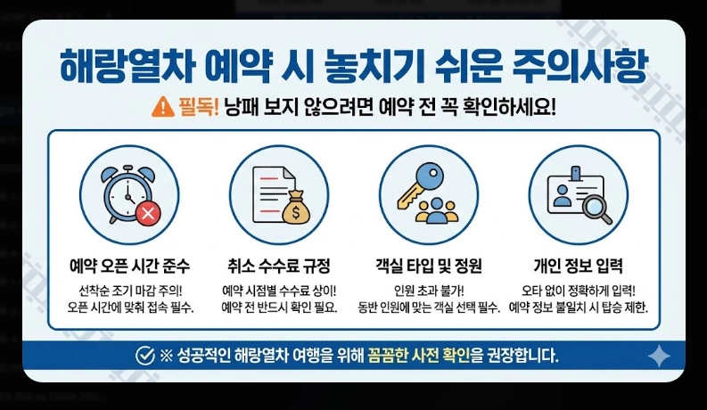 해랑열차 예약 방법 [2026년 최신] 객실별 가격 비교 및 예약 성공 실전 팁