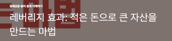 레버리지 효과: 적은 돈으로 큰 자산을 만드는 마법