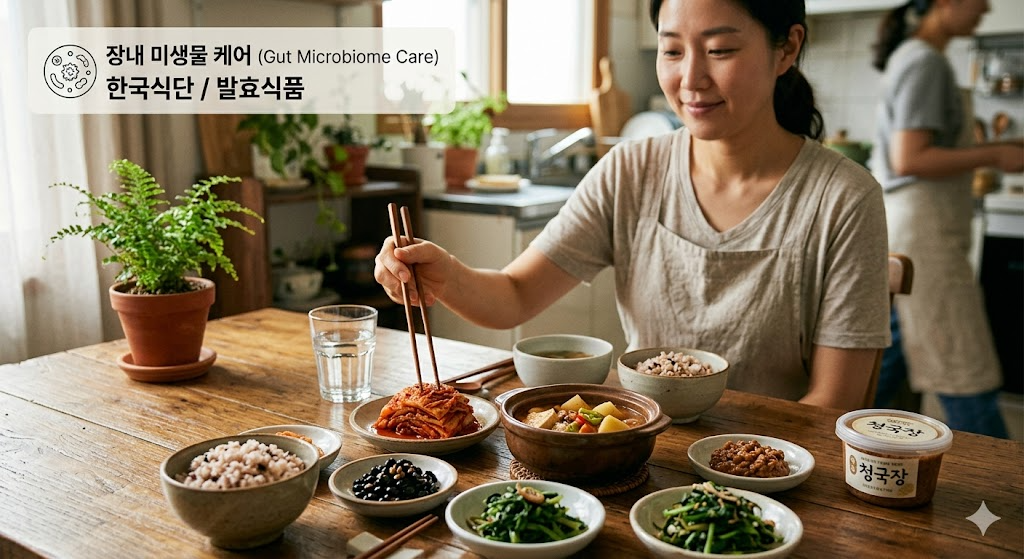 장내 미생물 케어 (한국식단, 장균형, 발효식품)