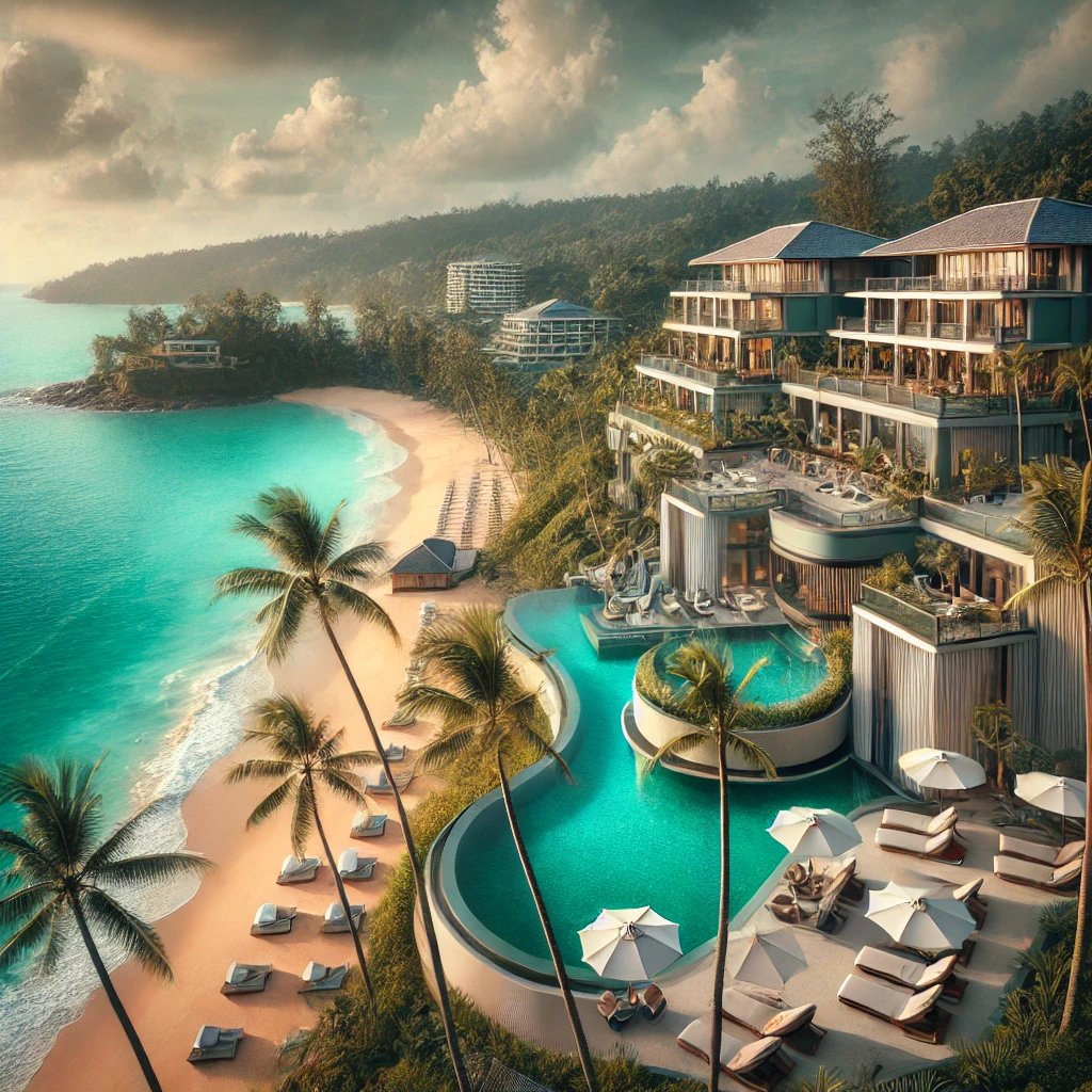 푸켓의 아름다운 해변과 리조트 전경