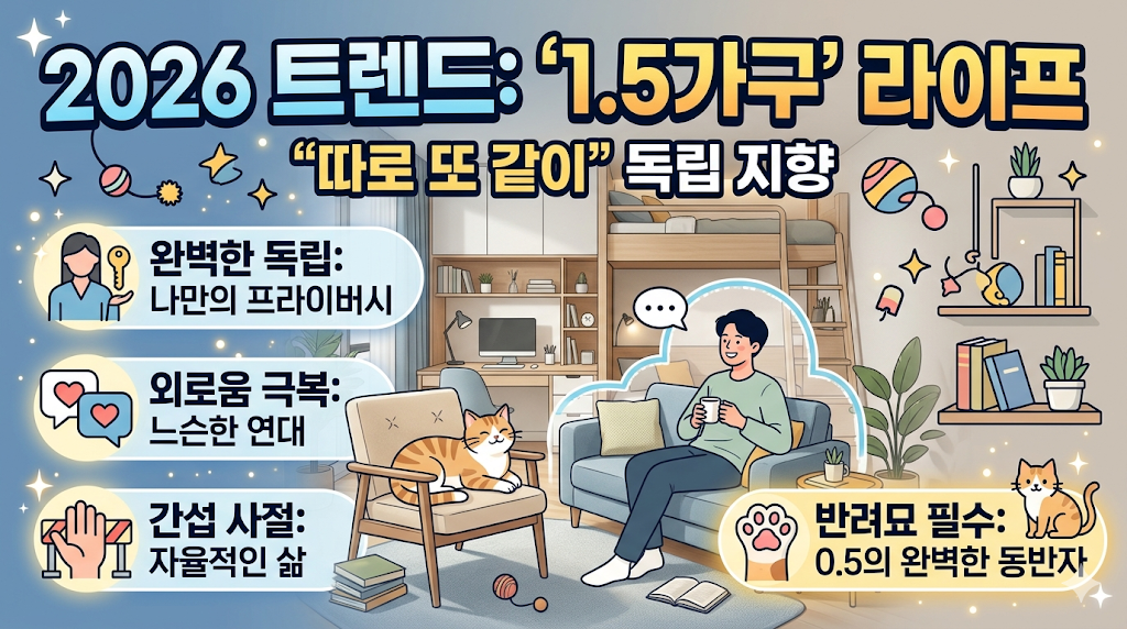 1.5가구란 뜻, 독립 지향 라이프스타일, 반려묘 문화 상관관계