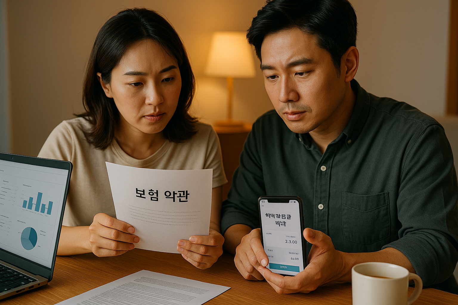 해지환급금 내역 확인중인 부부