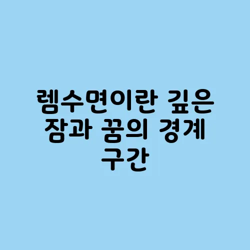 렘수면이란 깊은 잠과 꿈의 경계 구간