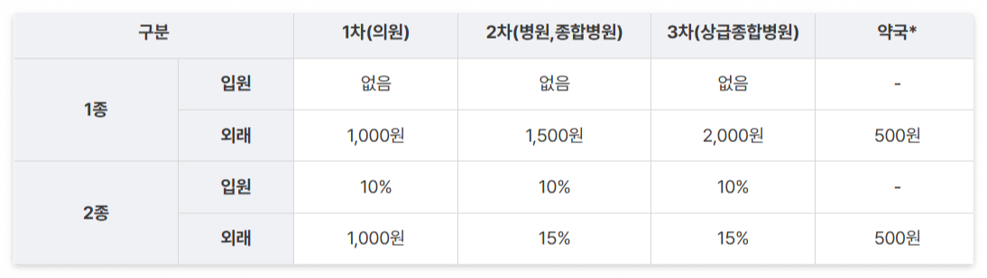 의료급여수준과 본인부담금