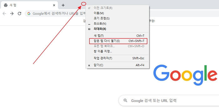 크롬-닫힌-페이지복구-방문기록삭제