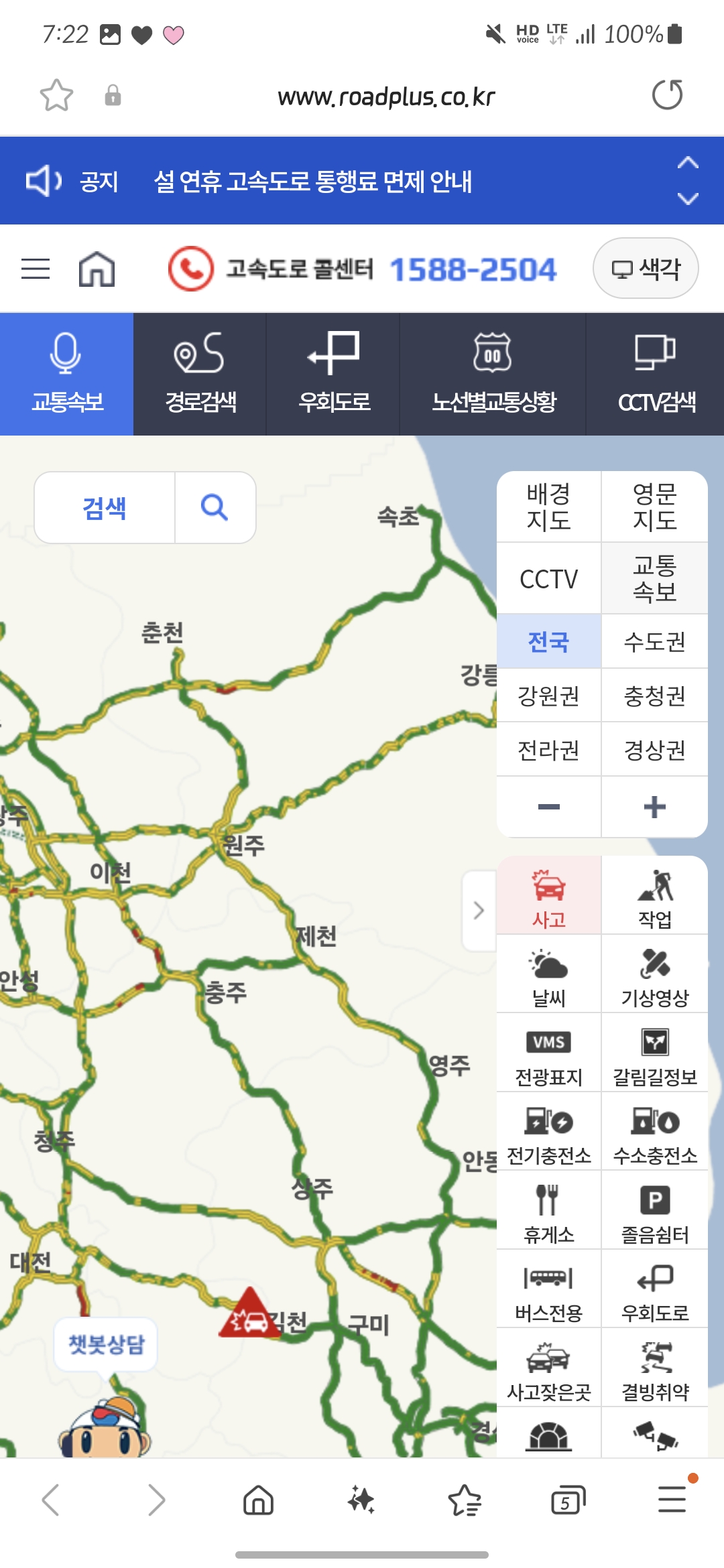 강원도 도로 현황