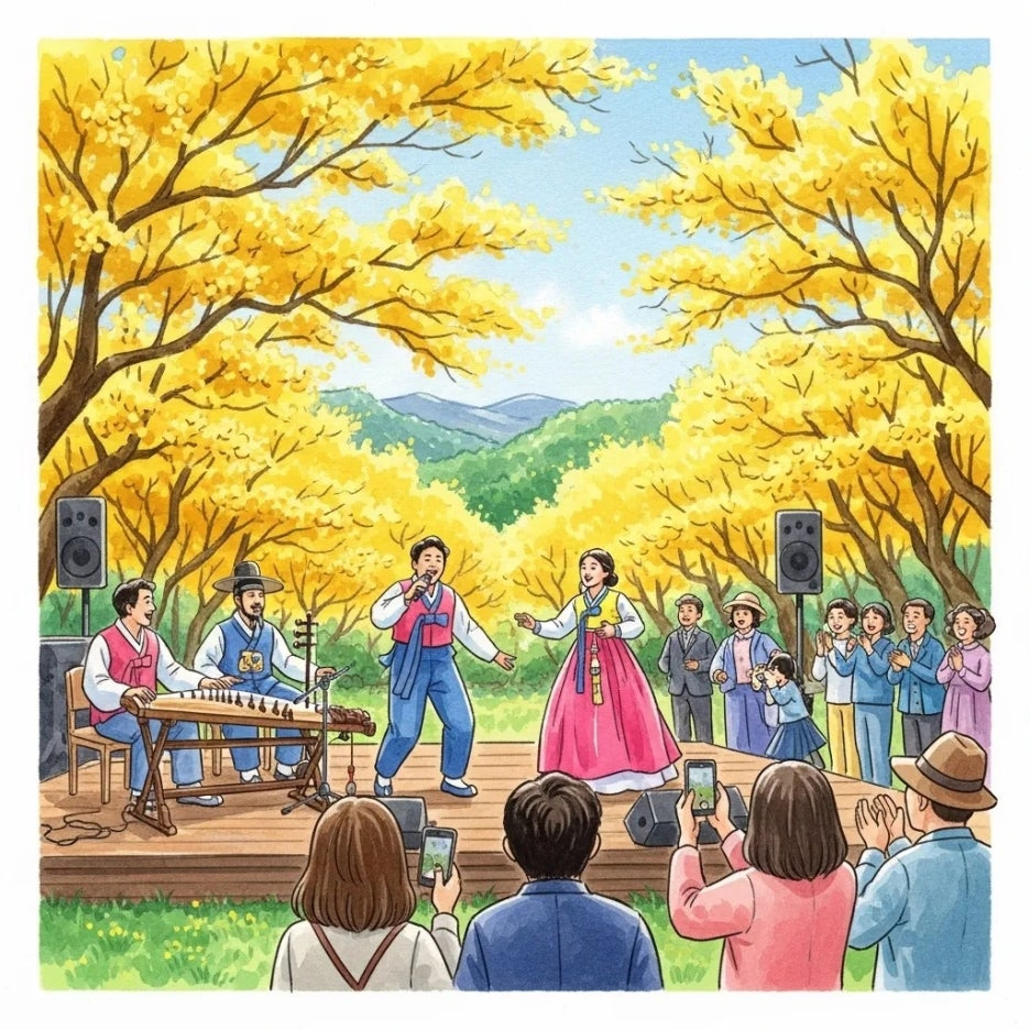 축제 무대에서 펼쳐지는 즐거운 공연