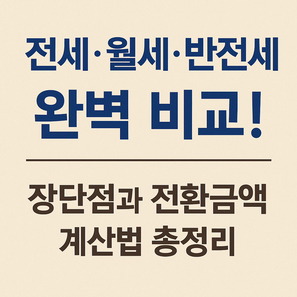 전세, 월세, 반전세 완벽 비교