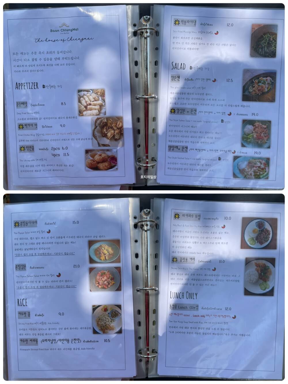 반치앙마이 광교 - 메뉴 에피타이저, 샐러드, 라이스