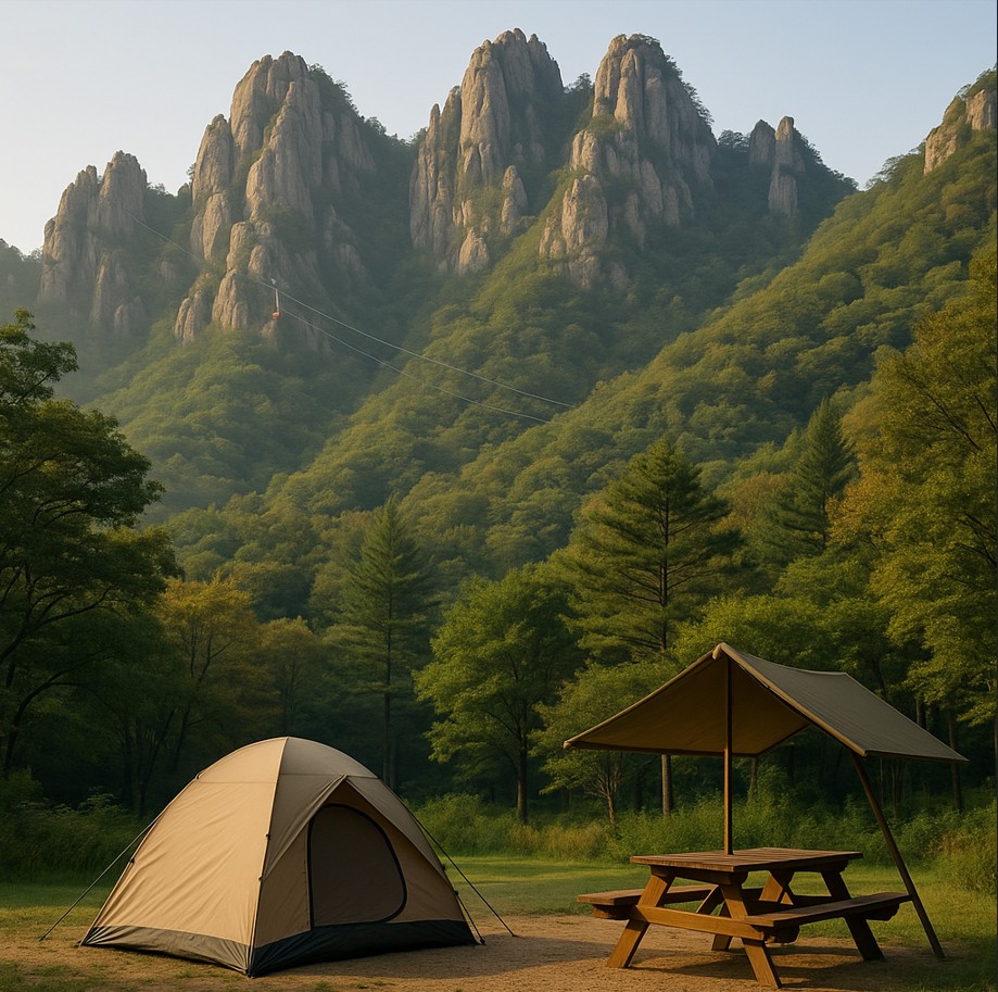 숲속 캠핑장 풍경사진
