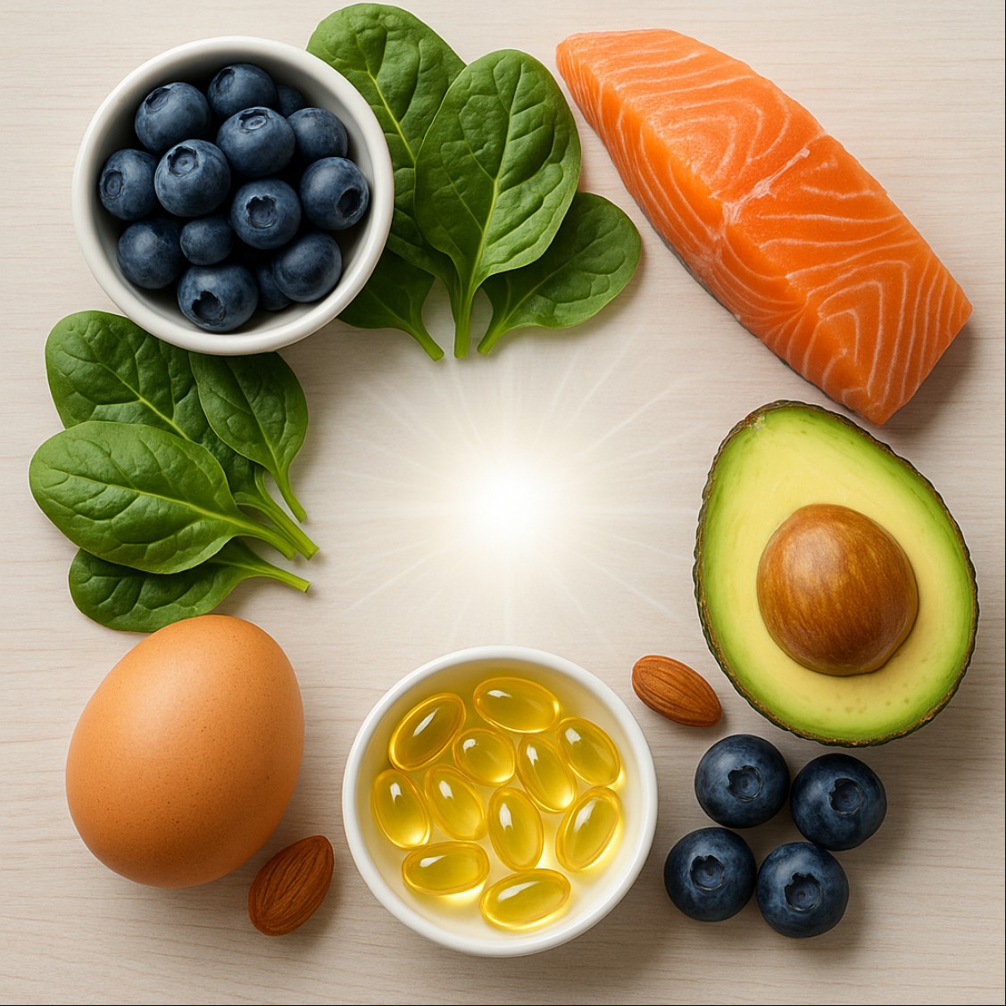 눈 건강 영양제와 눈에 좋은 음식 조합 이미지